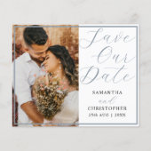 Rett unseres Datums Dusty Blue Foto Hochzeit (Vorderseite)