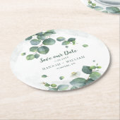 Rett unseres Datums Eukalyptus Greenery Sukkulente Runder Pappuntersetzer (Angewinkelt)
