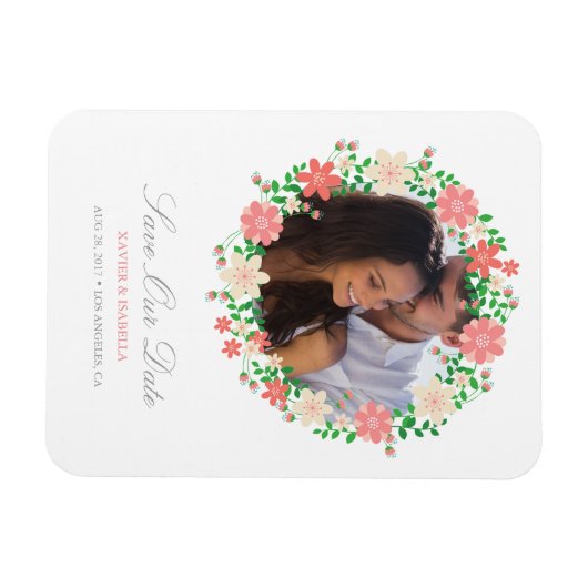 Rett unseres Datums | Floral Wreath Magnet (Horizontal)