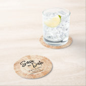 Rett unseres Datums Gedrucktes Holz Rustikale Hoch Runder Pappuntersetzer (Vor Ort)