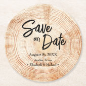 Rett unseres Datums Gedrucktes Holz Rustikale Hoch Runder Pappuntersetzer (Vorderseite)