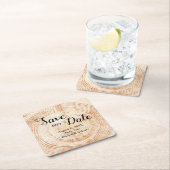 Rett unseres Datums Holzkorn Hochzeit Rustikal Rechteckiger Pappuntersetzer (Vor Ort)