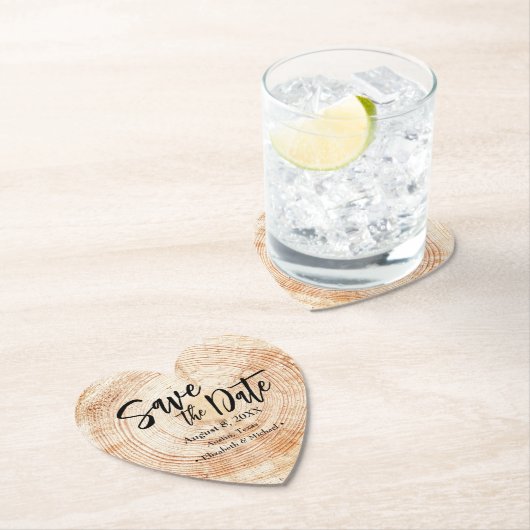 Rett unseres Datums Holzkorn Hochzeit Rustikal Untersetzer (Vor Ort)