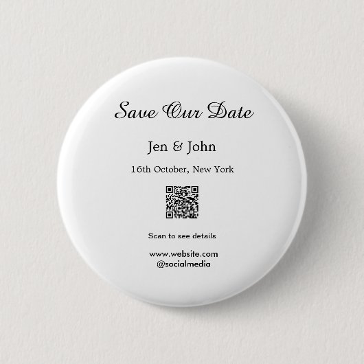 Rett unseres Datums QR für Details Name Datum Webs Button (Vorderseite)