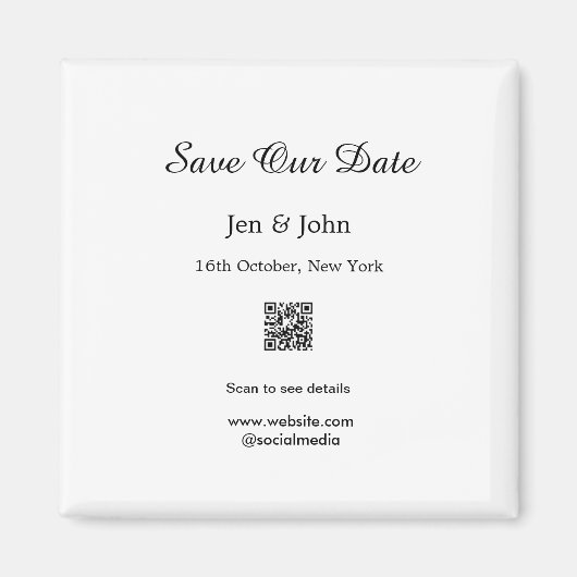 Rett unseres Datums QR für Details Name Datum Webs Magnet (Vorne)