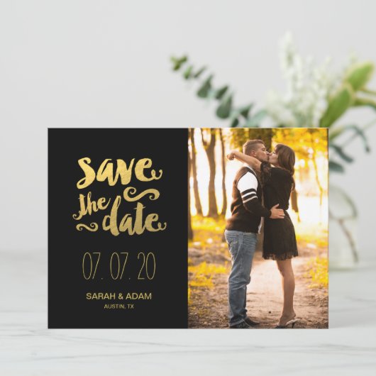 Rett unseres Datums | Save the Date Foto (Stehend Vorderseite)