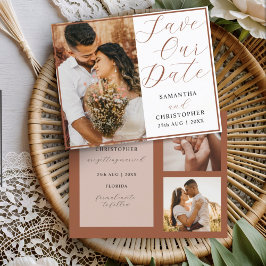 Rett unseres Datums Terracotta Foto Hochzeit