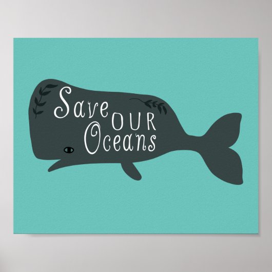 Rett unseres Ozeans Umwelt Whale Blue Poster (Vorne)
