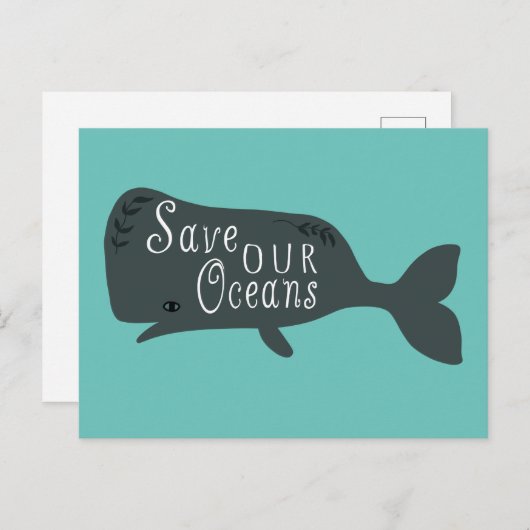 Rett unseres Ozeans Umwelt Whale Blue Postkarte (Vorne/Hinten)
