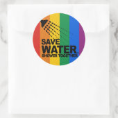 RETT WASSER. DUSCHE ZUSAMMEN. RUNDER AUFKLEBER (Tasche)