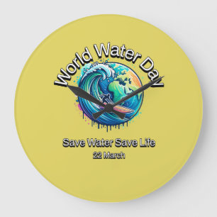 Rett Wasser, Rett das Leben. Weltwassertag. Große Wanduhr