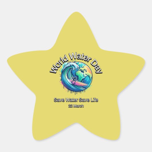 Rett Wasser, Rett das Leben. Weltwassertag. Stern-Aufkleber (Vorderseite)