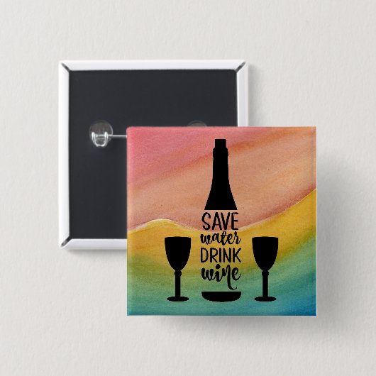 Rett Wasser trinken Wein Schwarze Flasche Zwei Glä Button (Vorne & Hinten)