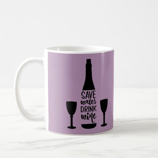 Rett Wasser trinken Wein Schwarze Flasche Zwei Glä Kaffeetasse (Links)