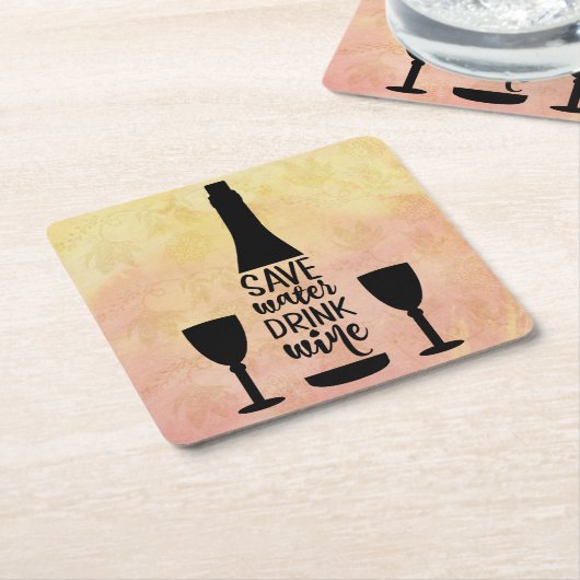 Rett Wasser trinken Wein Schwarze Flasche Zwei Glä Rechteckiger Pappuntersetzer (angewinkelt)