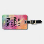 Rett Water Drink Wein Wasserfarbe lustig Gepäckanhänger (Vorderseite horizontal)