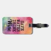 Rett Water Drink Wein Wasserfarbe lustig Gepäckanhänger (Rückseite horizontal)