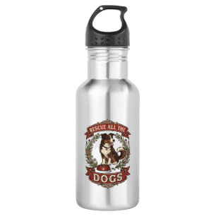 Rette alle Hunde Hund Floralkranz Band_1 Edelstahlflasche