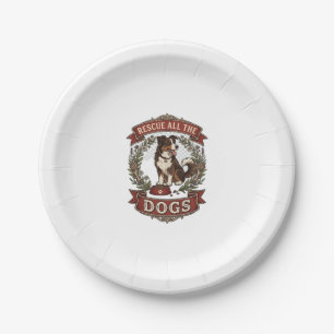 Rette alle Hunde Hund Floralkranz Band_1 Pappteller