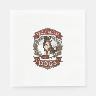 Rette alle Hunde Hund Floralkranz Band_1 Serviette