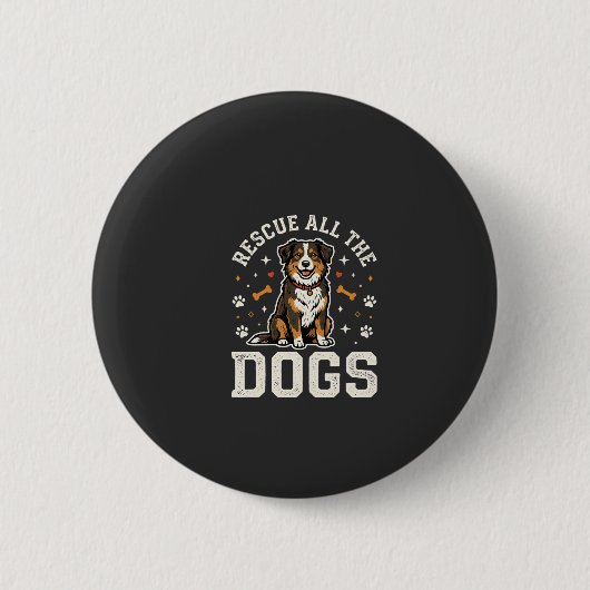 Rette alle Hunde Vintage Hund Button (Vorderseite)