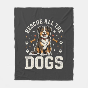 Rette alle Hunde Vintage Hund Fleecedecke