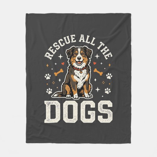 Rette alle Hunde Vintage Hund Fleecedecke (Vorderseite)