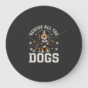 Rette alle Hunde Vintage Hund Große Wanduhr