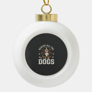 Rette alle Hunde Vintage Hund Keramik Kugel-Ornament