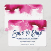RETTE DAS DATUM MITZVAH moderne dunkle rosa Wasser Dankeskarte (Vorne/Hinten)
