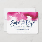 RETTE DAS DATUM MITZVAH moderne dunkle rosa Wasser Dankeskarte (Vorderseite)