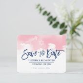 RETTE DAS DATUM MITZVAH moderne hellrosa Wasserfar Save The Date (Stehend Vorderseite)