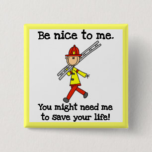 Rette Dein Leben Feuerwehrmann T-Shirts und Gesche Button