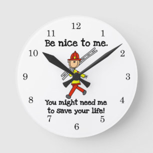 Rette Dein Leben Feuerwehrmann T-Shirts und Gesche Runde Wanduhr