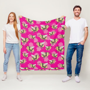 Rette die Bienen mit rosa Blumen Fleecedecke