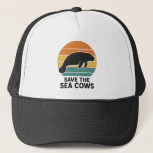 Rette die Seekühe Retro Vintage Manatee Silhouette Truckerkappe