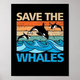 Rette Die Wale Retro Vintage Orca Wal Poster