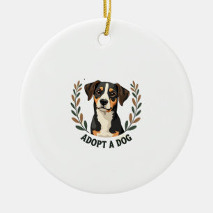 Rette ein Leben Adoptiere einen Hund Vintage Rettu Keramik Ornament