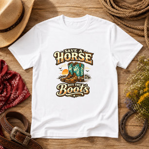 Rette ein Pferd, kaufe die Stiefel Western Humor T-Shirt