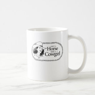 Rette ein Pferd. Reite eine Cowgirl. Kaffeetasse