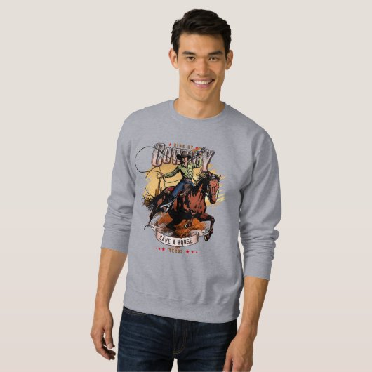 Rette ein Pferd; Reite einen Cowboy | Männer  Sweatshirt (Vorne ganz)