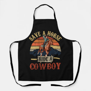 Rette ein Pferd, reite einen Cowboy Vintage Cowgir Schürze