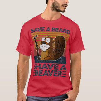 Rette einen Bart, rasiere einen Biber Vintage Retr T-Shirt