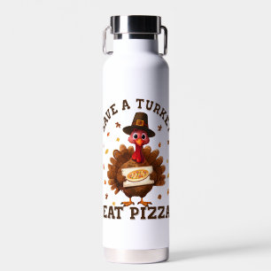 Rette einen Truthahn, iss Pizza – Lustige Thanksgi Trinkflasche