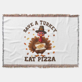 Rette einen Truthahn Iss Pizza – Lustige Thanksgiv Decke