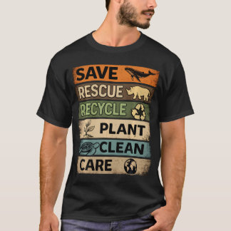 Rette Retten Recyceln Pflanzenpflege Earth Day T-Shirt