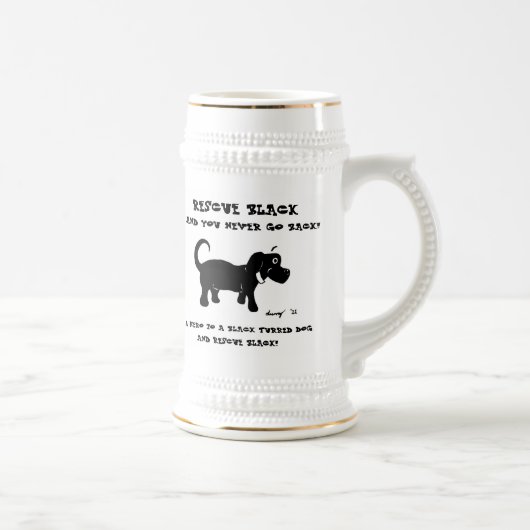 Rette schwarze Hunde Stein Bierglas (Rechts)
