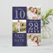 Rette unser Date Moderne Typografie Monogramm Foto Save The Date (Stehend Vorderseite)
