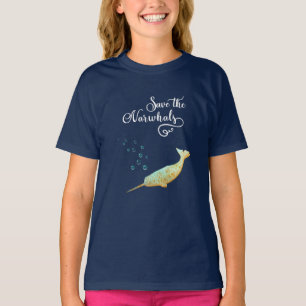 Retten Sie das Narwhals. Aquarell, T-Shirt