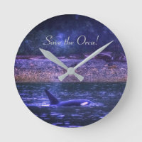 Retten Sie dem Orca runde Wand-Uhr